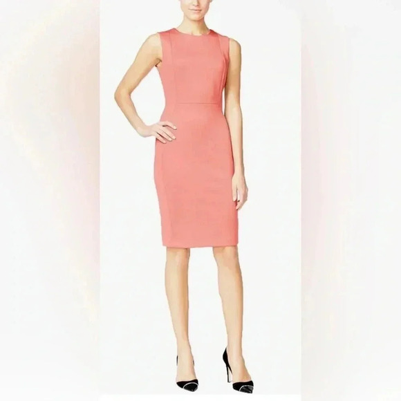Calvin Klein Sheath Scuba Peach Dress Size 8 - Picture 1 of 9